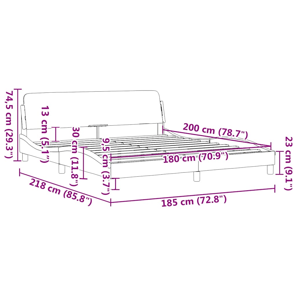 Okvir za krevet Dover Crni 180x200 cm Implicitna koža