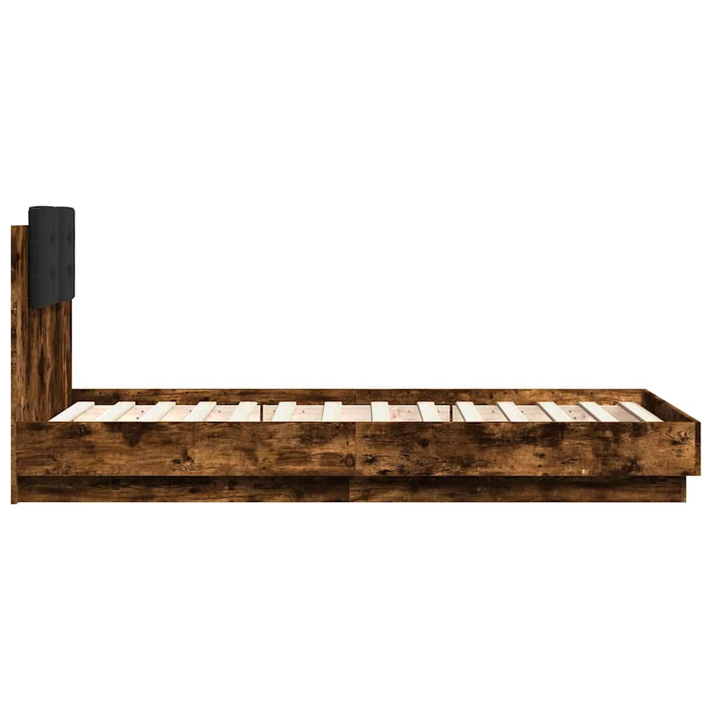 Okvir za krevet s uzglavljem i LED svjetlima boja hrasta Smeđa 75 x 190 cm