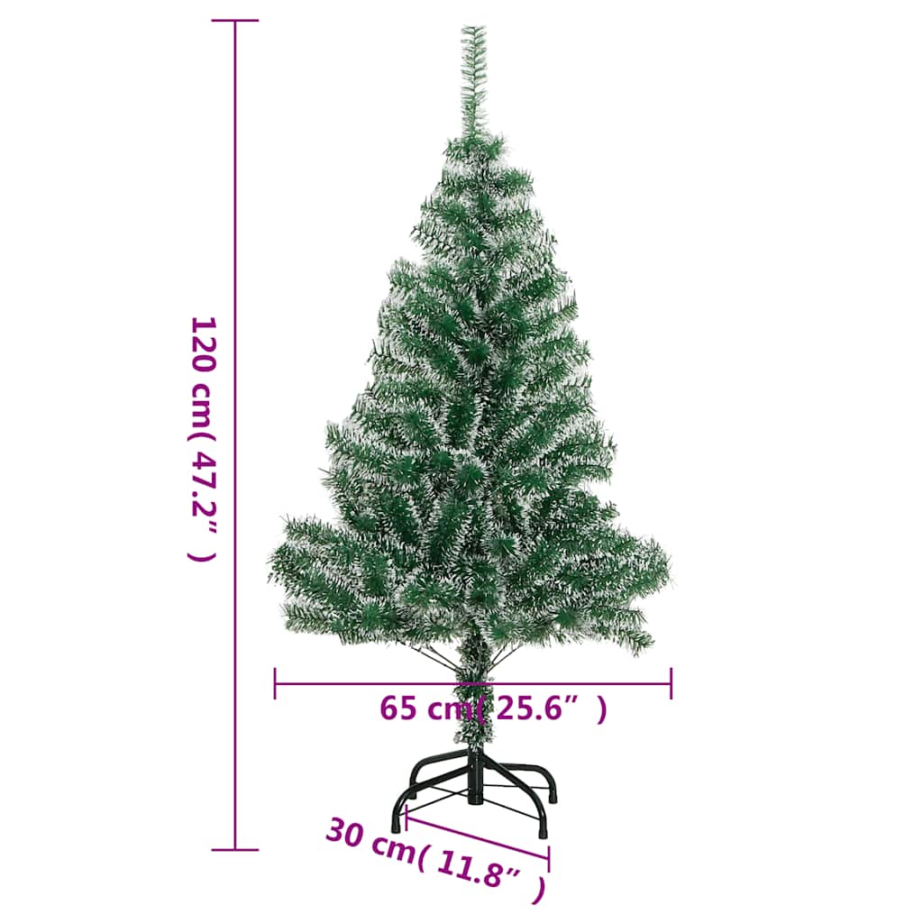 Umjetno božićno drvce 150 LED s kuglicama i snijegom 120 cm