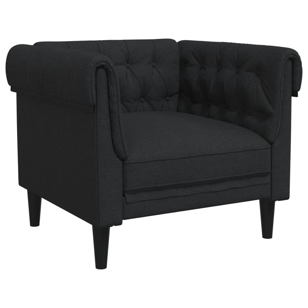 3-dijelni set sofa crni od tkanine