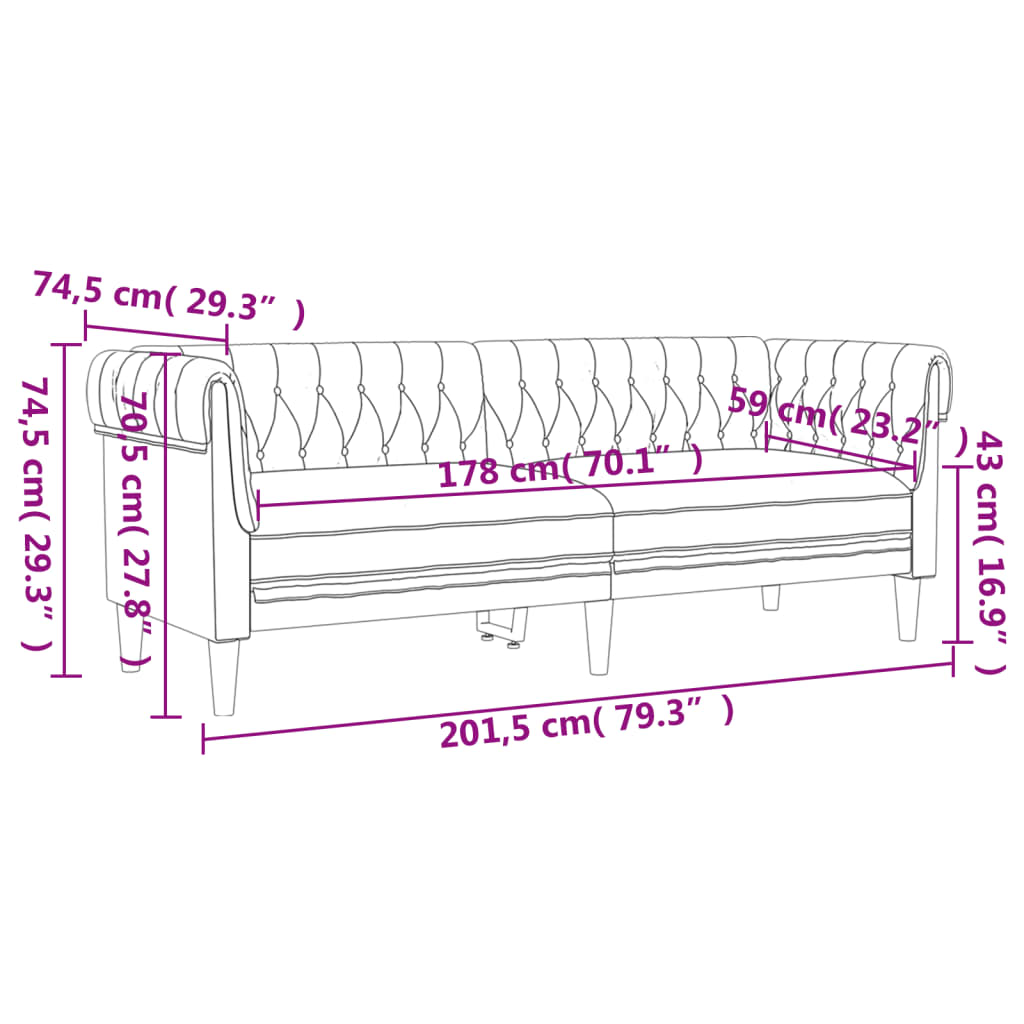 3-dijelni set sofa crni od tkanine