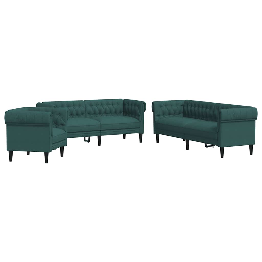 3-dijelni set sofa tamnozeleni od tkanine