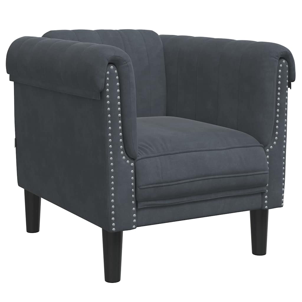 3-dijelni set sofa tamnosivi baršunasti Siva