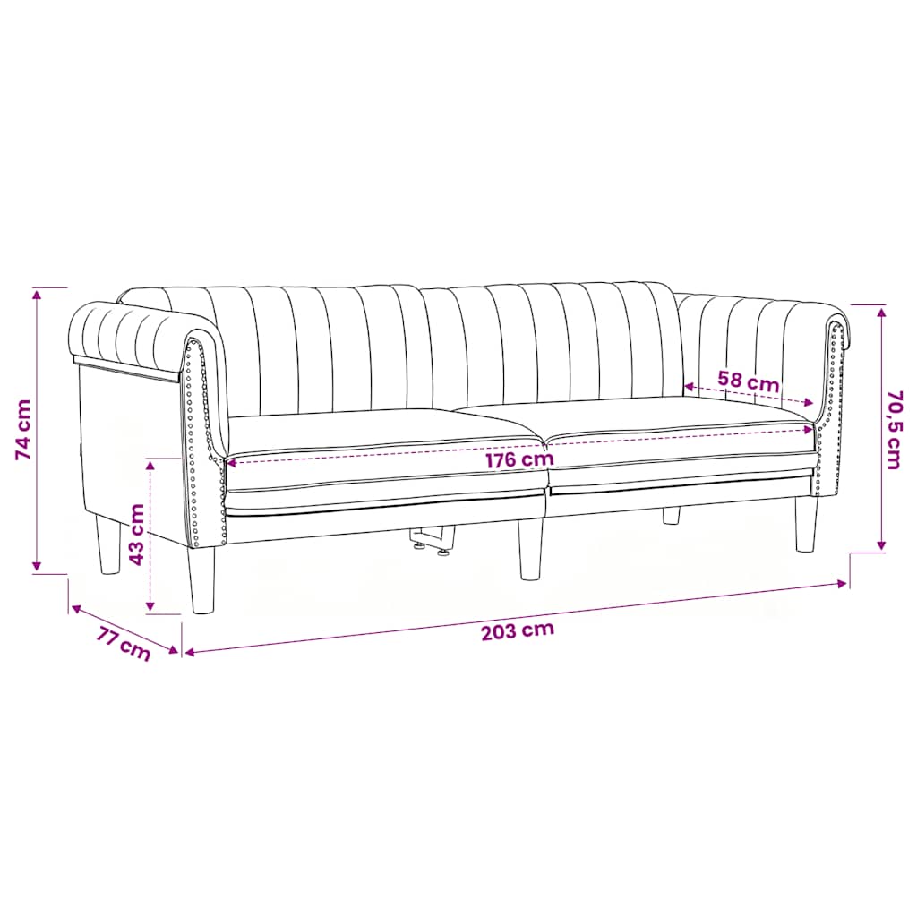 3-dijelni set sofa tamnosivi baršunasti Siva