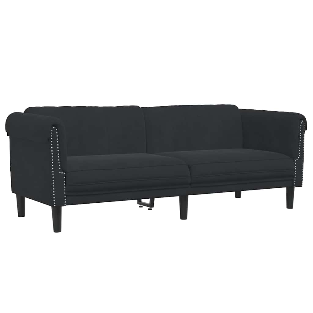 3-dijelni set sofa crni baršunasti