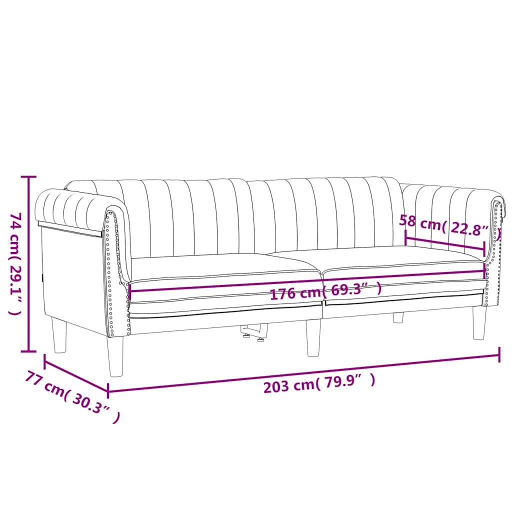 3-dijelni set sofa crni baršunasti