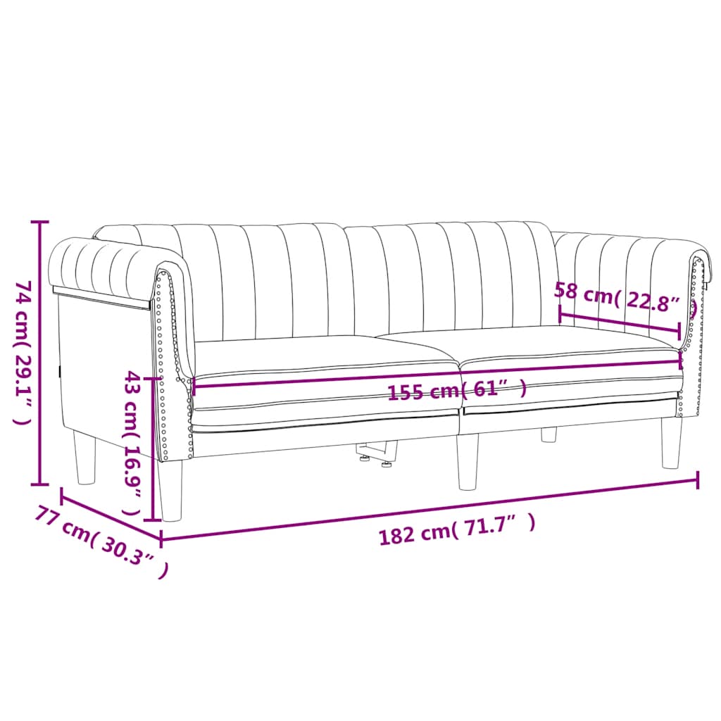 2-dijelni set sofa ružičasti baršunasti