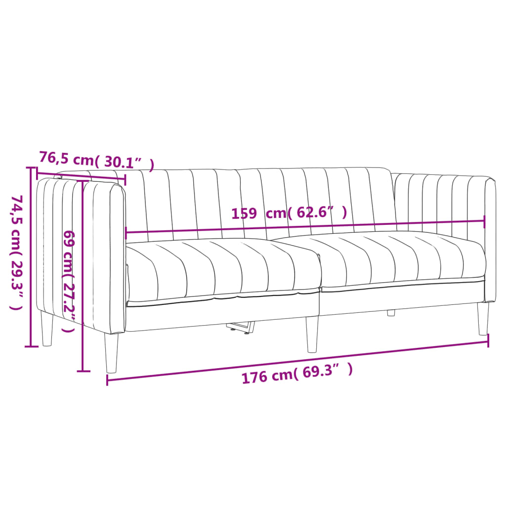 2-dijelni set sofa tamnosivi od tkanine