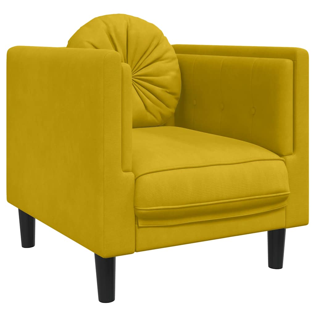 3-dijelni set sofa s jastucima žuti baršunasti Žuta