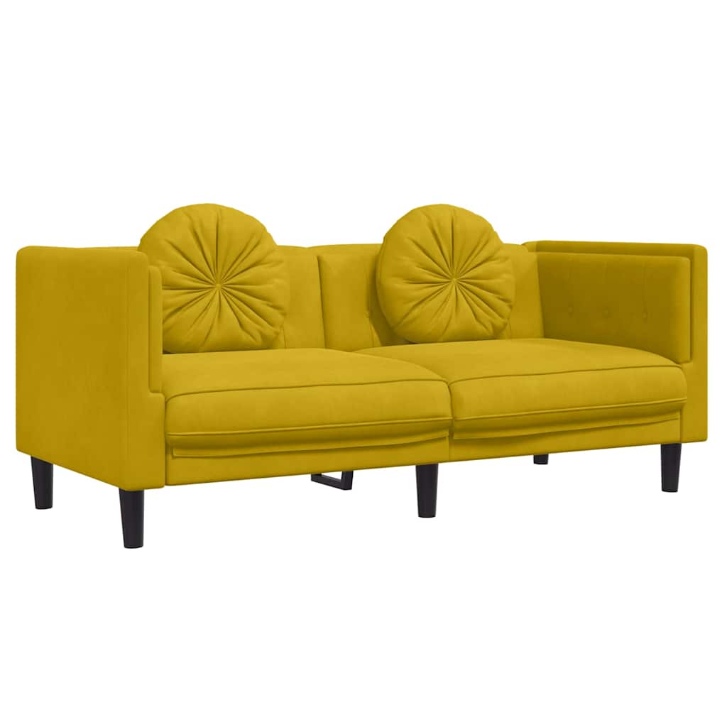 3-dijelni set sofa s jastucima žuti baršunasti Žuta