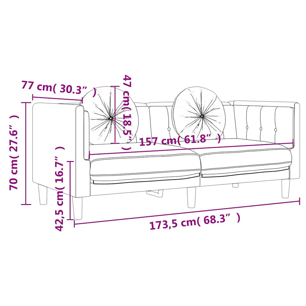 3-dijelni set sofa s jastucima žuti baršunasti Žuta