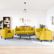 3-dijelni set sofa s jastucima žuti baršunasti Žuta