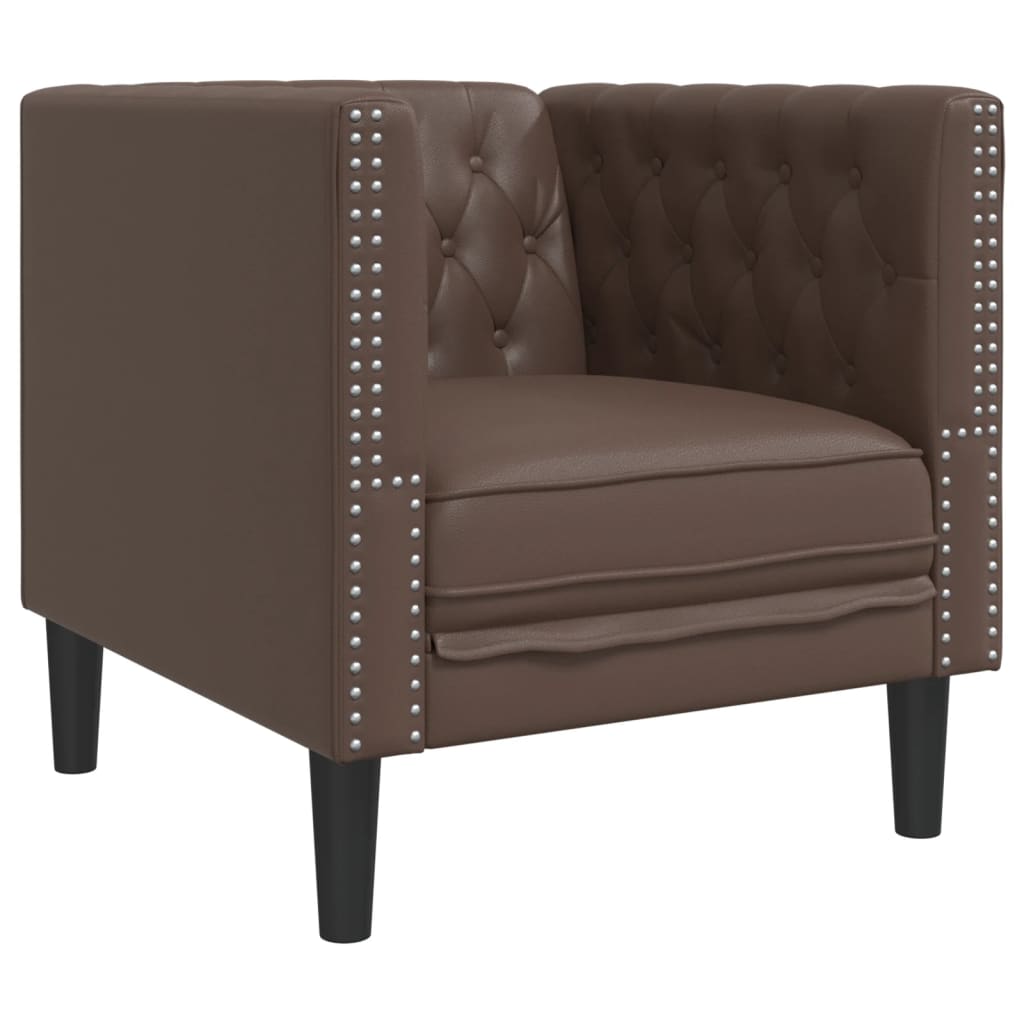 Chesterfield garnitura od 3 dijela, smeđa, umjetna koža