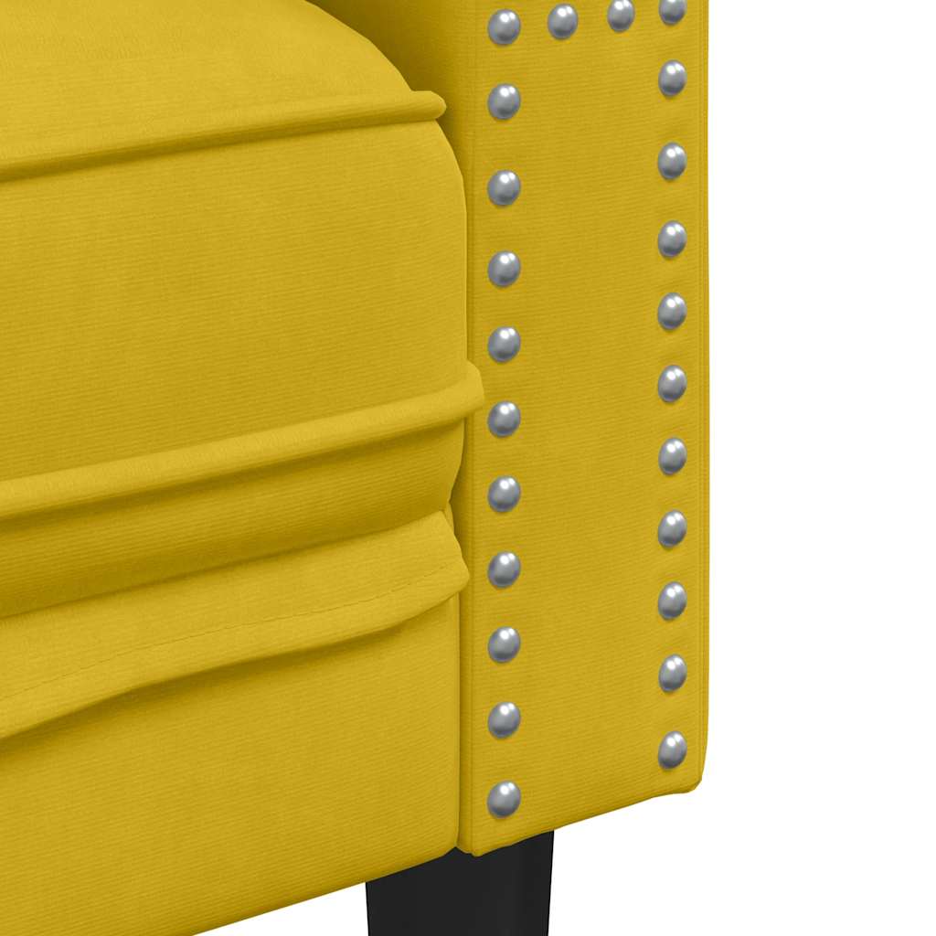 Chesterfield garnitura od 3 dijela s jastucima, žuti baršun