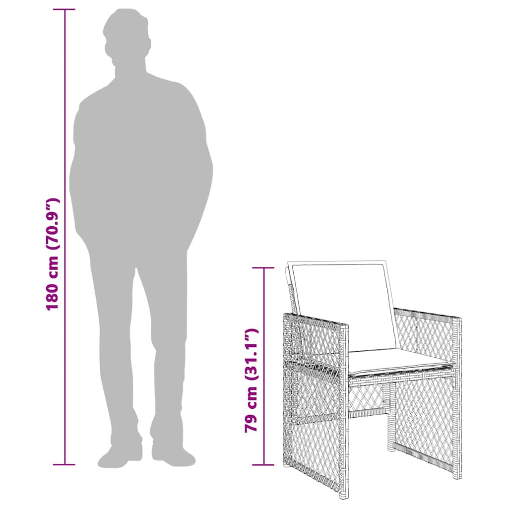 13-dijelni vrtni blagovaonski set od poliratana s jastucima bež