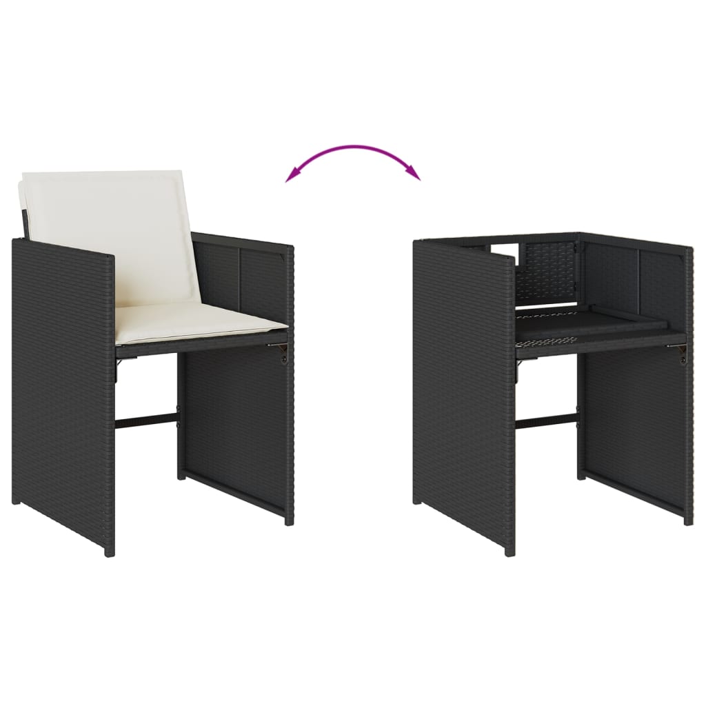 13-dijelni vrtni blagovaonski set s jastucima poliratan crni
