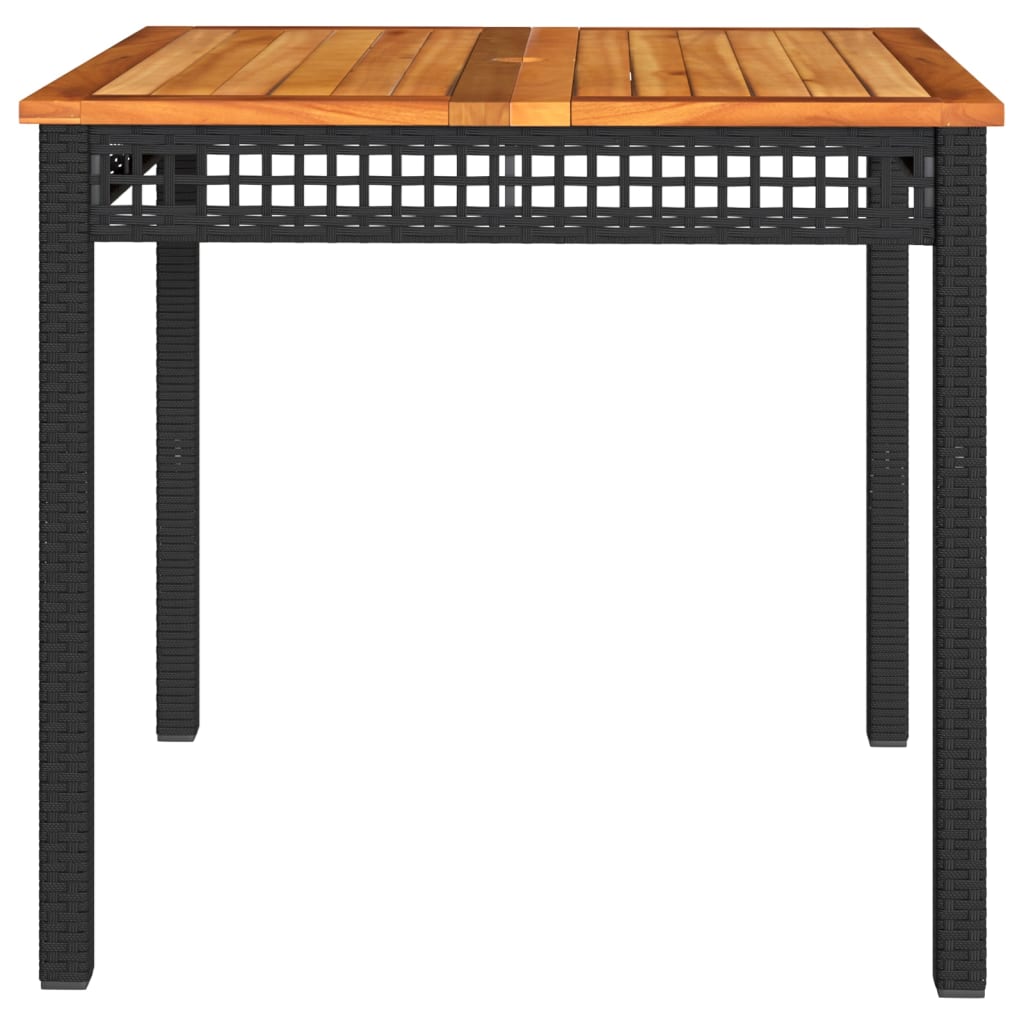 Vrtni stol crni 80 x 80 x 75 cm od poliratana i drva bagrema