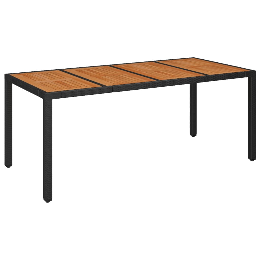 9-dijelni vrtni blagovaonski set s jastucima crni od poliratana Crna 190 cm table length