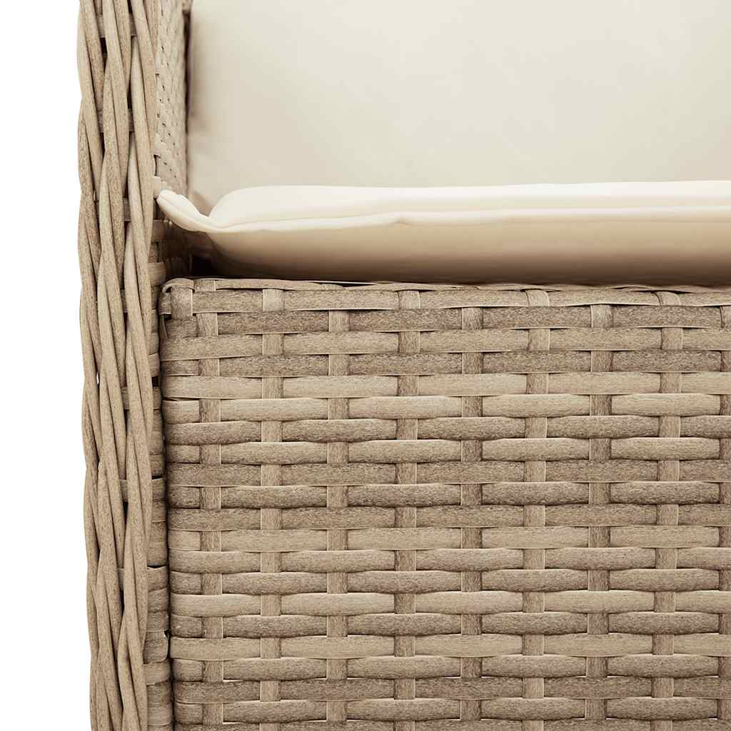 7-dijelni vrtni blagovaonski set od poliratana s jastucima bež Dužina stola 160 cm