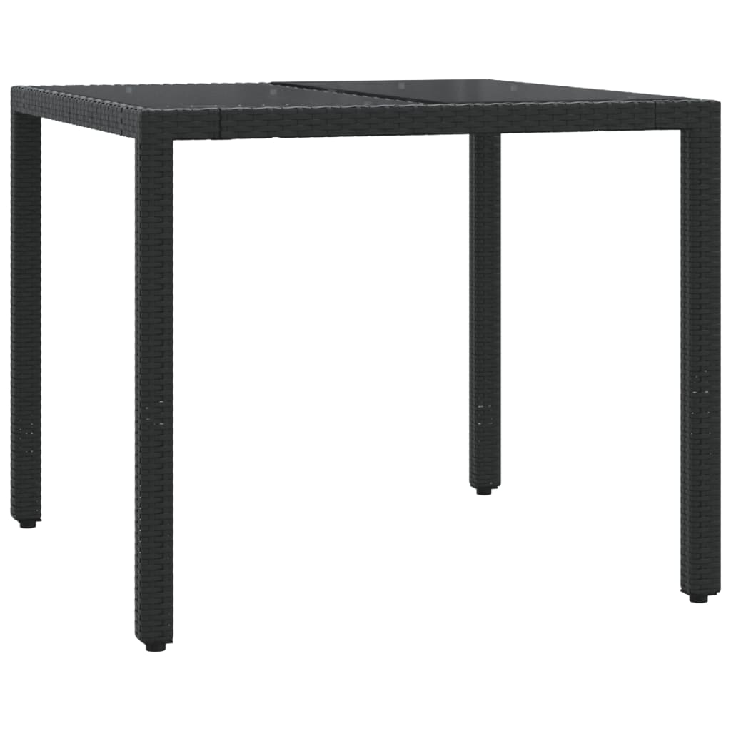 5-dijelni vrtni blagovaonski set s jastucima od poliratana crni Crna 90 cm table length