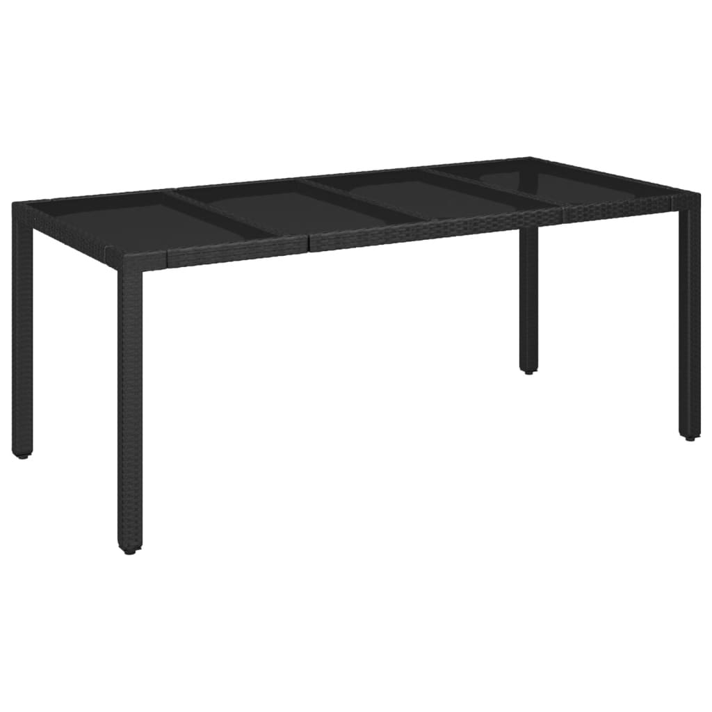 9-dijelni vrtni blagovaonski set s jastucima crni od poliratana Crna 190 cm table length