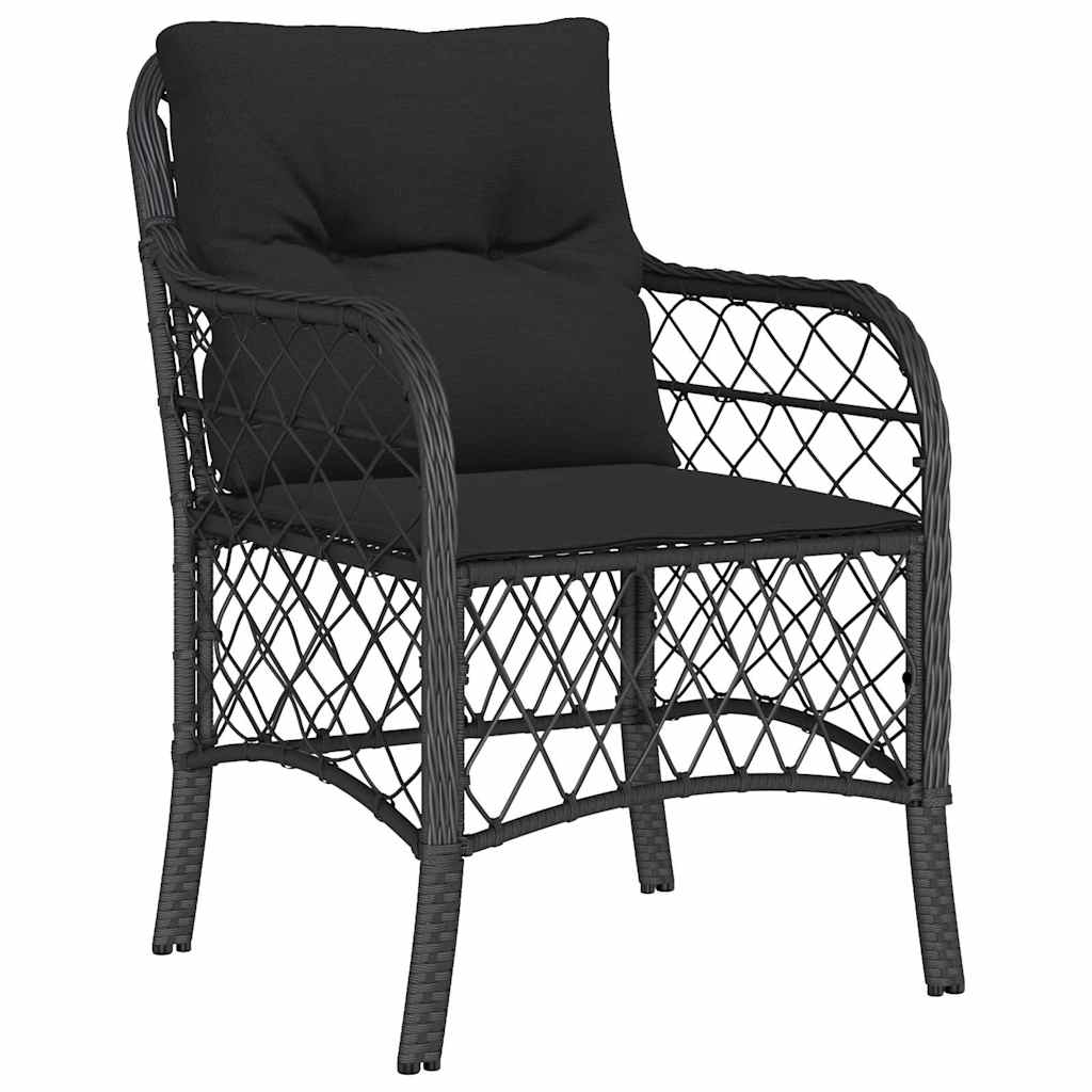 5-dijelni vrtni blagovaonski set s jastucima od poliratana crni Crna 150 cm table length