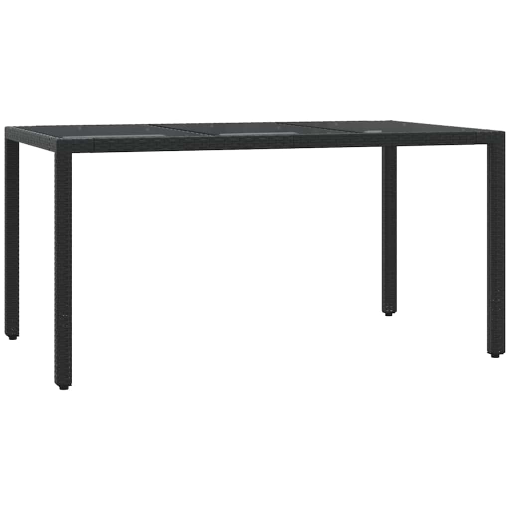 5-dijelni vrtni blagovaonski set s jastucima od poliratana crni Crna 150 cm table length