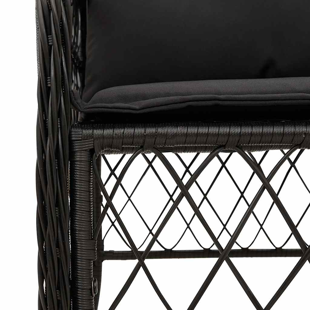 5-dijelni vrtni blagovaonski set s jastucima od poliratana crni Crna 150 cm table length