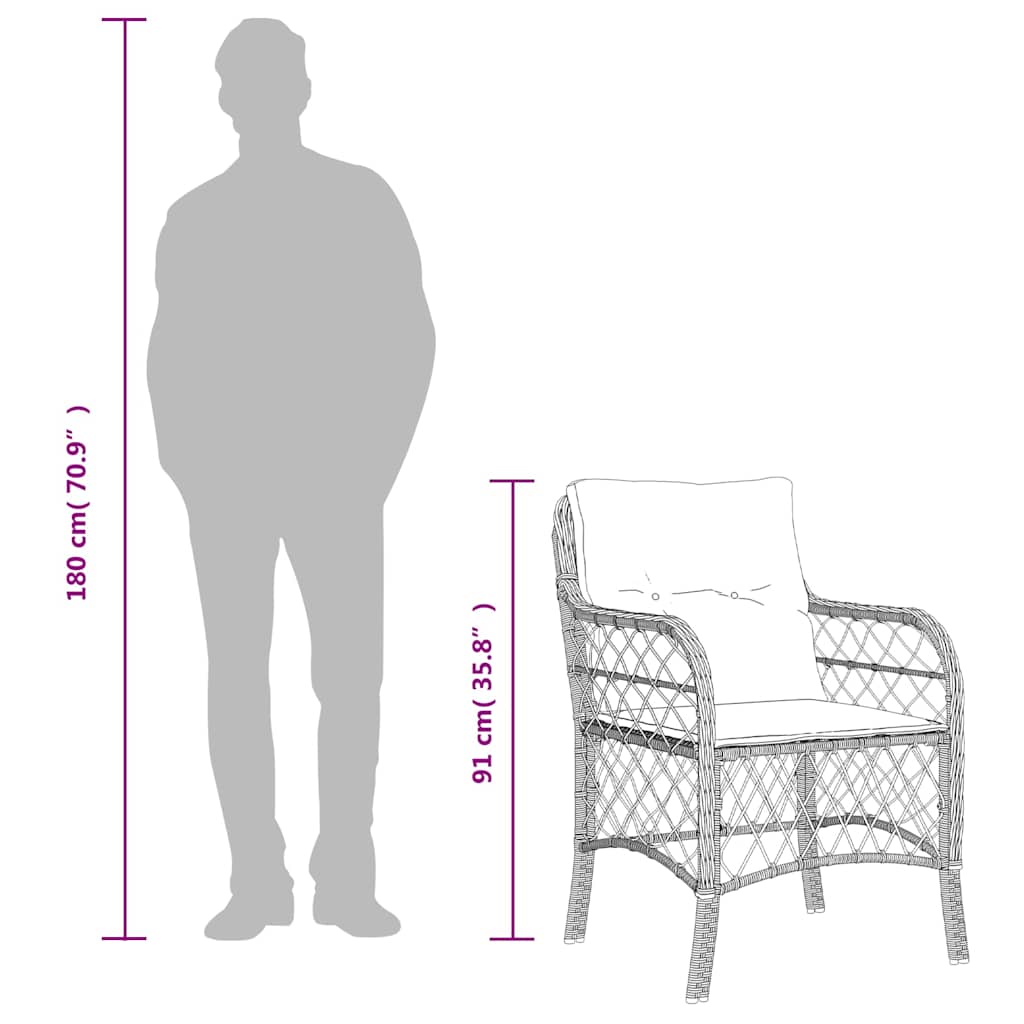 9-dijelni vrtni blagovaonski set s jastucima crni od poliratana Crna 190 cm table length