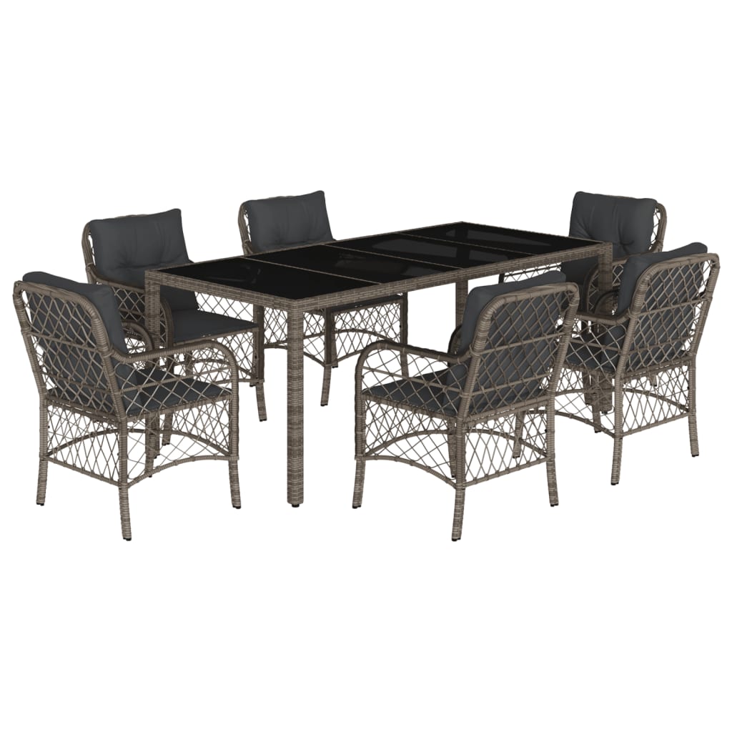 7-dijelni vrtni blagovaonski set sivi od poliratana Siva 190 cm table length