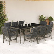 9-dijelni vrtni blagovaonski set sivi od poliratana Siva 190 cm table length
