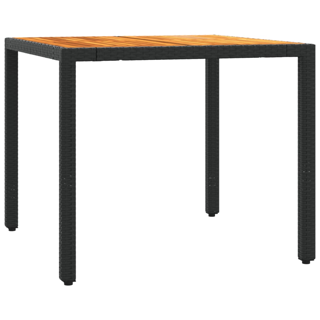 5-dijelni vrtni blagovaonski set s jastucima od poliratana crni Crna 90 cm table length