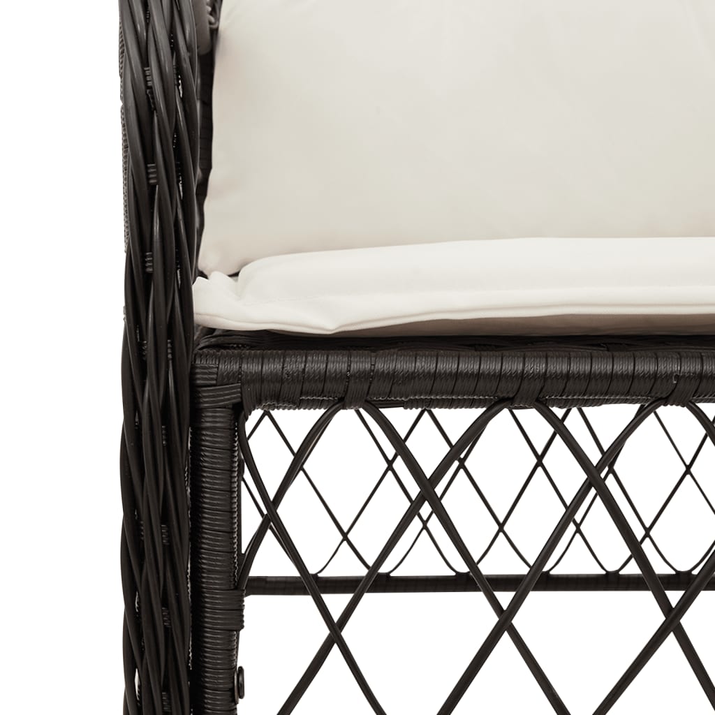 5-dijelni vrtni blagovaonski set s jastucima od poliratana crni Crna 90 cm table length