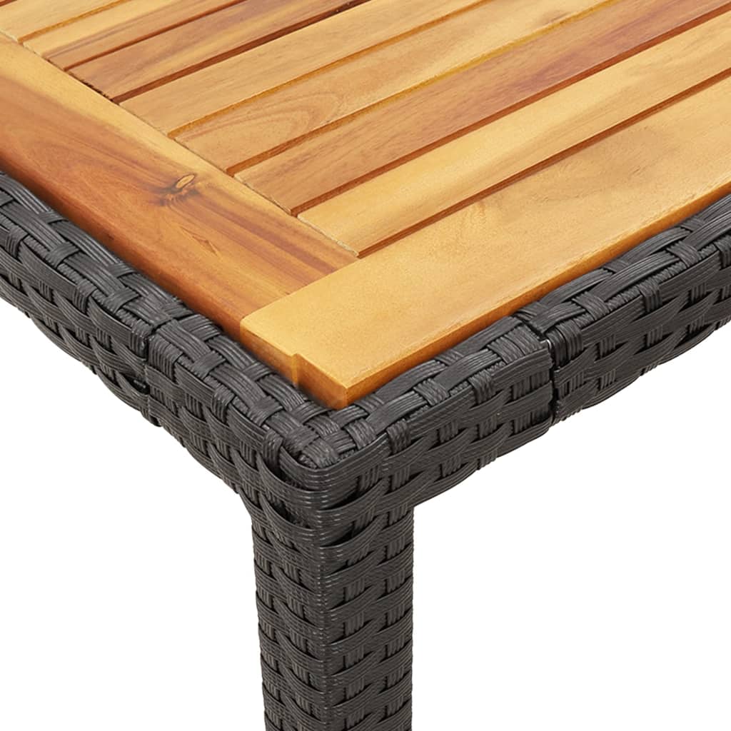 7-dijelni vrtni blagovaonski set s jastucima crni od poliratana Crna 150 cm table length