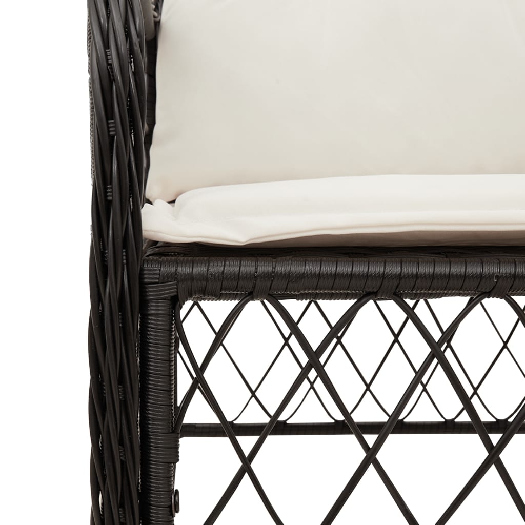 7-dijelni vrtni blagovaonski set s jastucima crni od poliratana Crna 150 cm table length