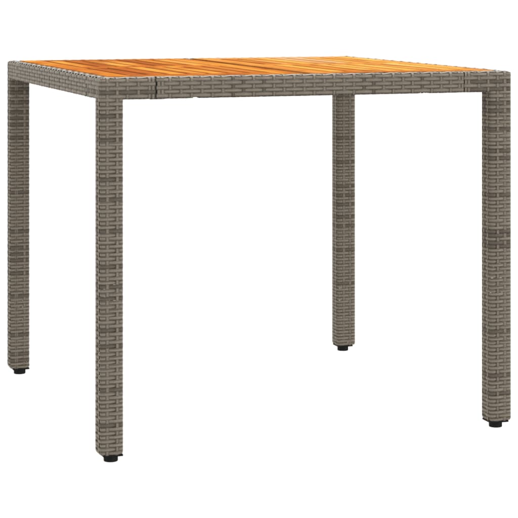 3-dijelni bistro set od poliratana s jastucima sivi Siva 90 cm table length