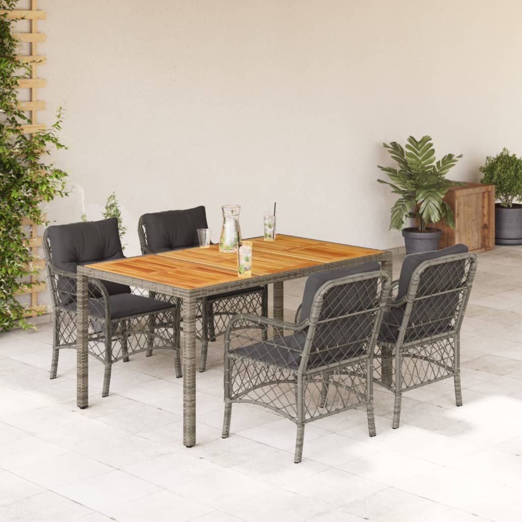 5-dijelni vrtni blagovaonski set sivi od poliratana Siva 150 cm table length