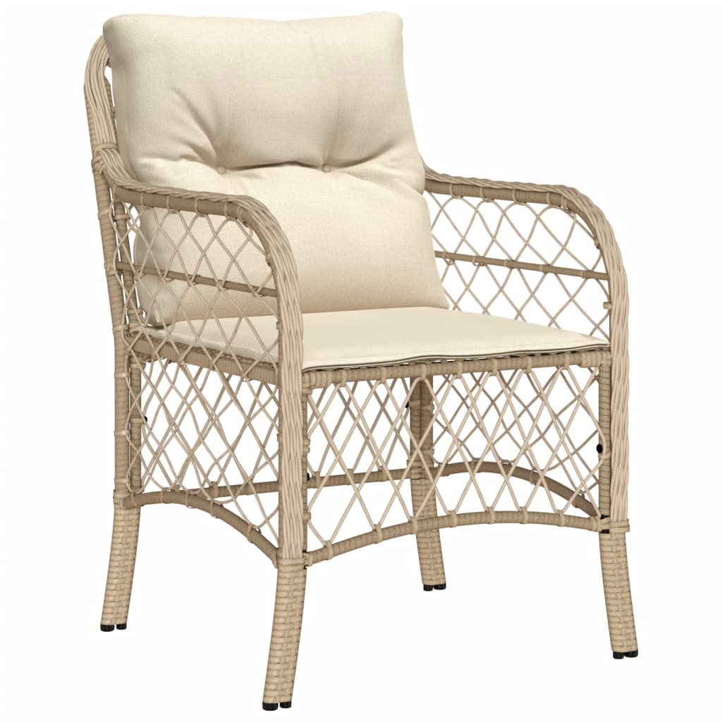 3-dijelni bistro set s jastucima bež od poliratana 80 cm table length
