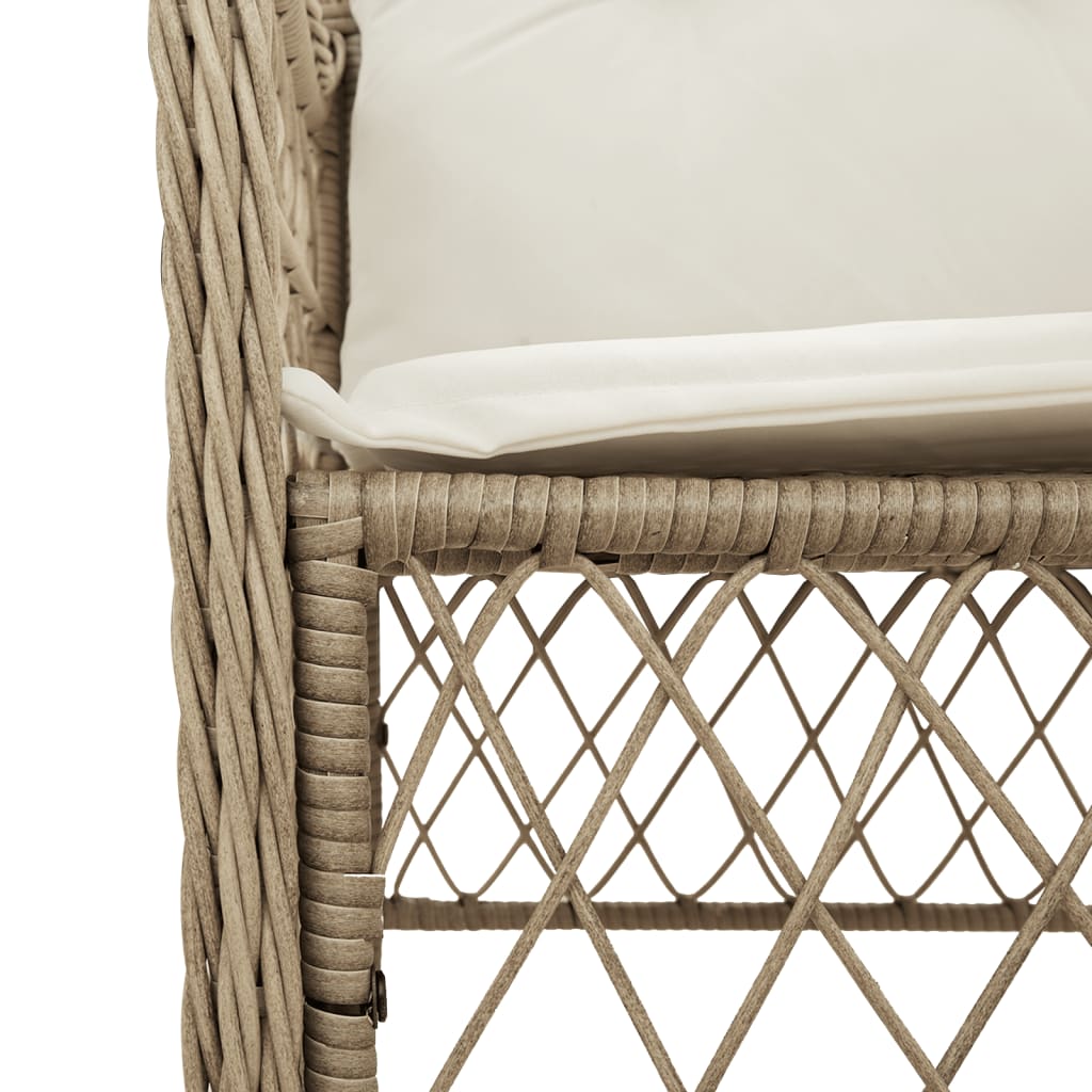 3-dijelni bistro set s jastucima bež od poliratana 80 cm table length