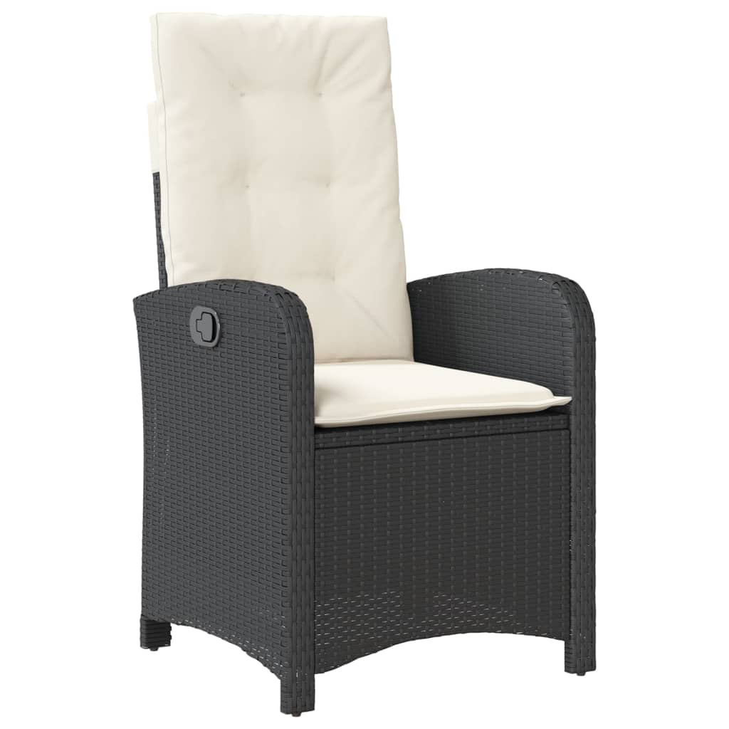 7-dijelni vrtni blagovaonski set s jastucima crni od poliratana Crna 190 cm table length