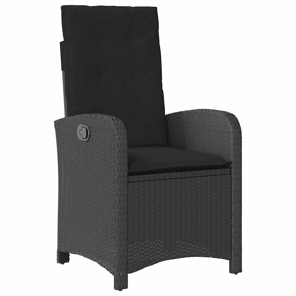 7-dijelni vrtni blagovaonski set s jastucima crni od poliratana Crna 190 cm table length