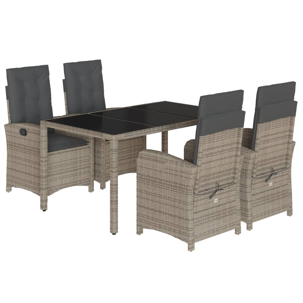 5-dijelni vrtni blagovaonski set sivi od poliratana Siva 150 cm table length