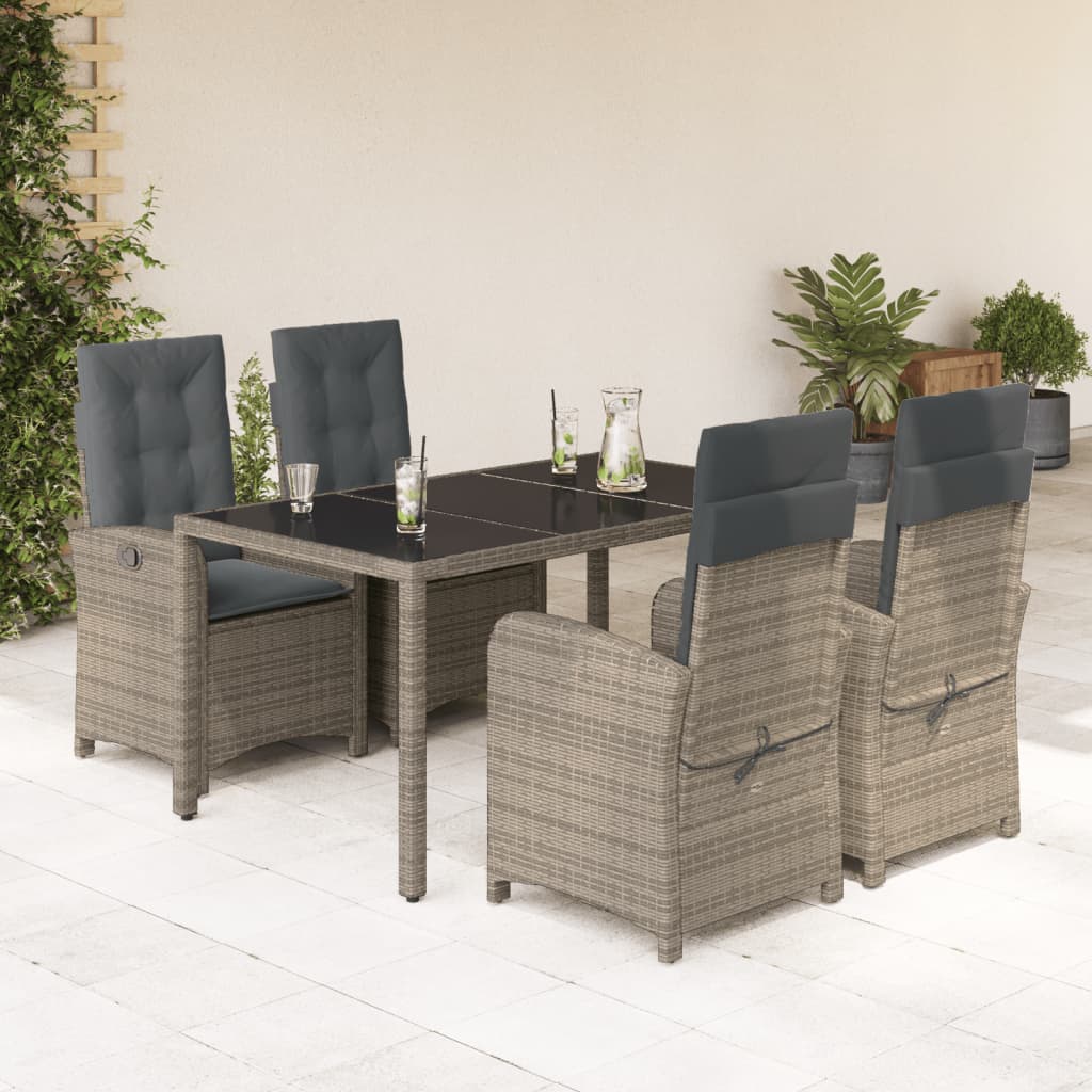 5-dijelni vrtni blagovaonski set sivi od poliratana Siva 150 cm table length