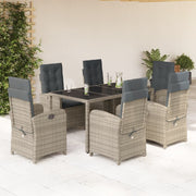 7-dijelni vrtni blagovaonski set sivi od poliratana Siva 150 cm table length