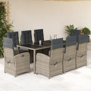 9-dijelni vrtni blagovaonski set sivi od poliratana Siva 190 cm table length