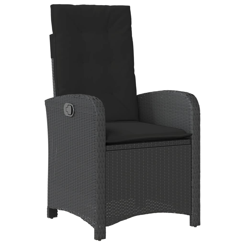 5-dijelni vrtni blagovaonski set s jastucima od poliratana crni Crna Dužina stola 90 cm