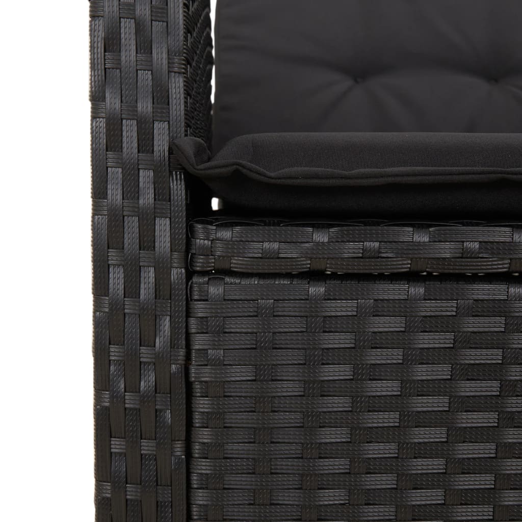 5-dijelni vrtni blagovaonski set s jastucima od poliratana crni Crna Dužina stola 90 cm