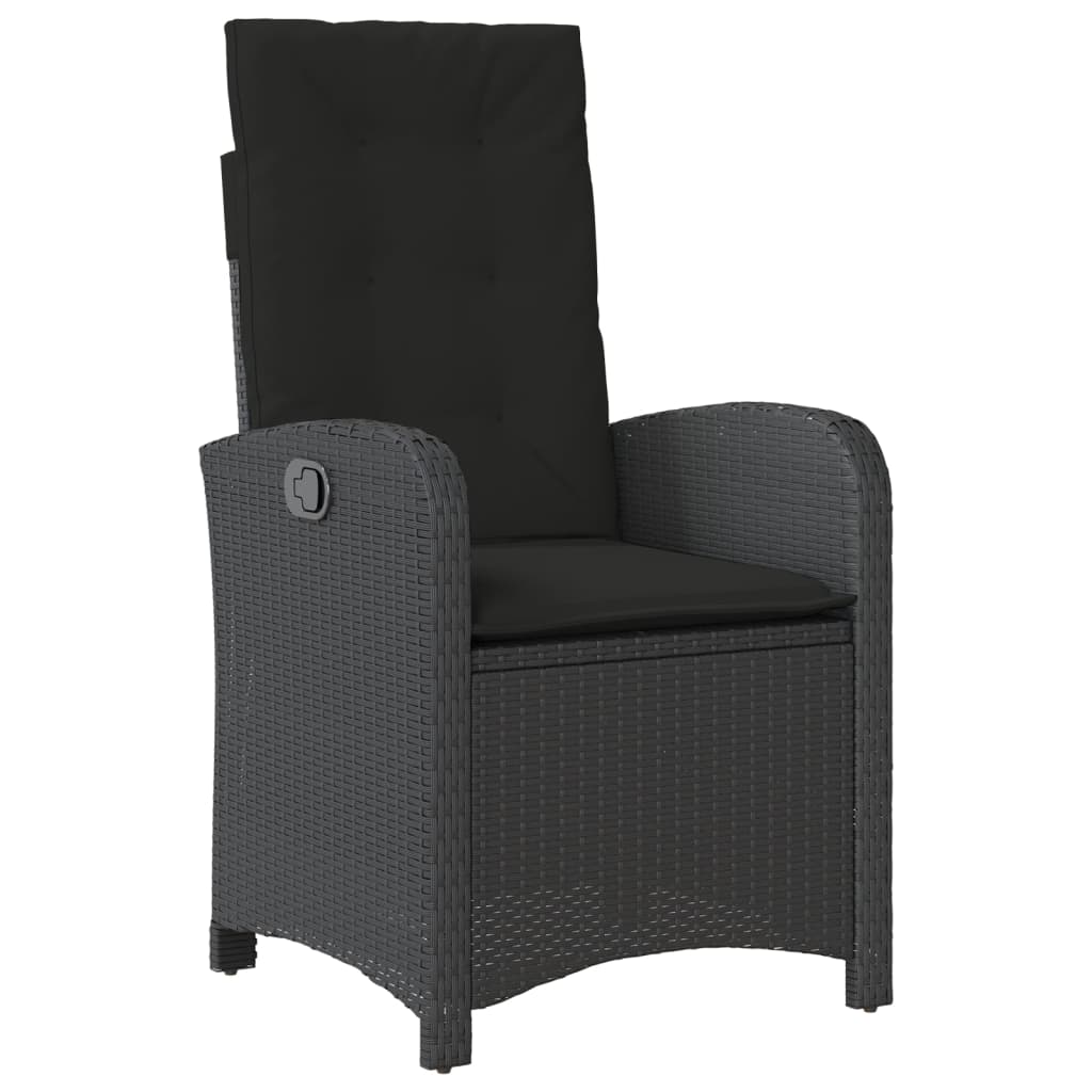 5-dijelni vrtni blagovaonski set s jastucima od poliratana crni Crna Dužina stola 90 cm