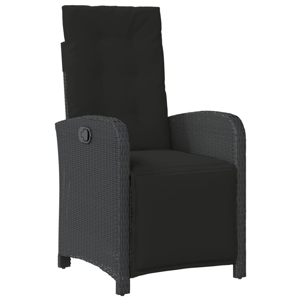 9-dijelni vrtni blagovaonski set s jastucima crni od poliratana Crna Dužina stola 190 cm