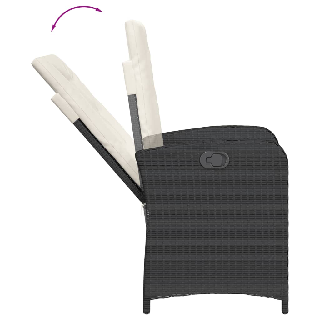 5-dijelni vrtni blagovaonski set s jastucima od poliratana crni Crna Dužina stola 80 cm